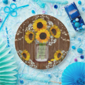 ひまわり素朴とメイスン・ジャー結婚ズ ペーパープレート (パーティー)