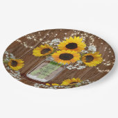 ひまわり素朴とメイスン・ジャー結婚ズ ペーパープレート (アングル)