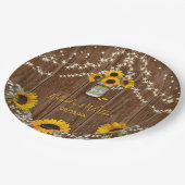 ひまわり素朴とメイスン・ジャー結婚ズ ペーパープレート (アングル)