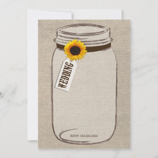 ひまわり素朴とメイソンジャー結婚式招待状 招待状 (裏面)