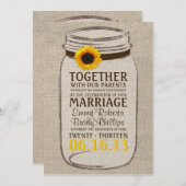 ひまわり素朴とメイソンジャー結婚式招待状 招待状 (正面/裏面)