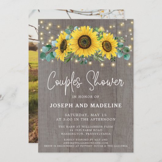 ひまわり素朴とライトカップルがシャワーを浴びる 招待状 (正面/裏面)