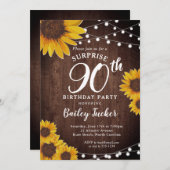 ひまわり素朴とライトサプライズ90誕生日 招待状 (正面/裏面)