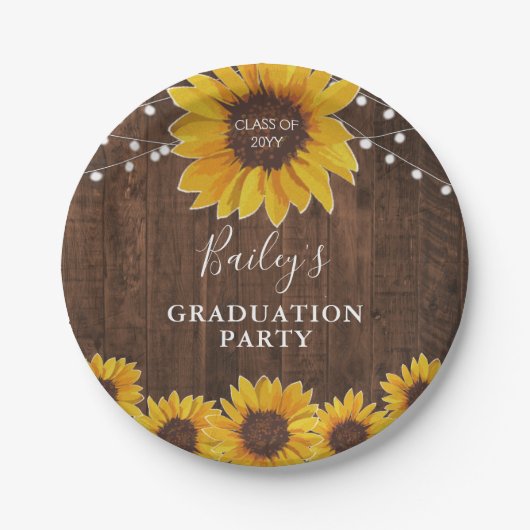 ひまわり素朴とライトフォト卒業パーティー ペーパープレート (正面)