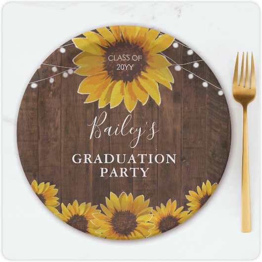 ひまわり素朴とライトフォト卒業パーティー ペーパープレート