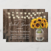 ひまわり素朴とラディバグバーンウッドブライダルシャワー 招待状 (正面/裏面)