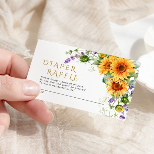 ひまわり素朴とラバンダーおむつラッフルカードW2 エンクロージャーカード