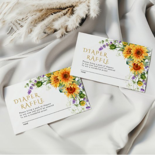 ひまわり素朴とラバンダーおむつラッフルカードW2 エンクロージャーカード