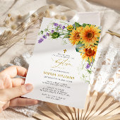 ひまわり素朴とラバンダーバプテスマ招待状 招待状