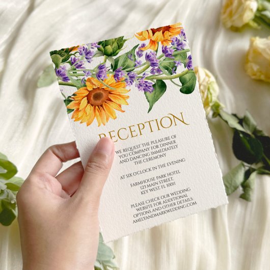 ひまわり素朴とラベンダーの披露宴カード エンクロージャーカード