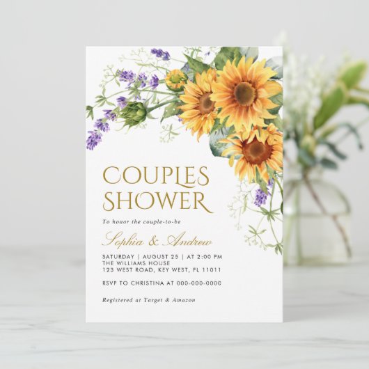 ひまわり素朴とラベンダーカップルシャワー 招待状 (スタンド正面)