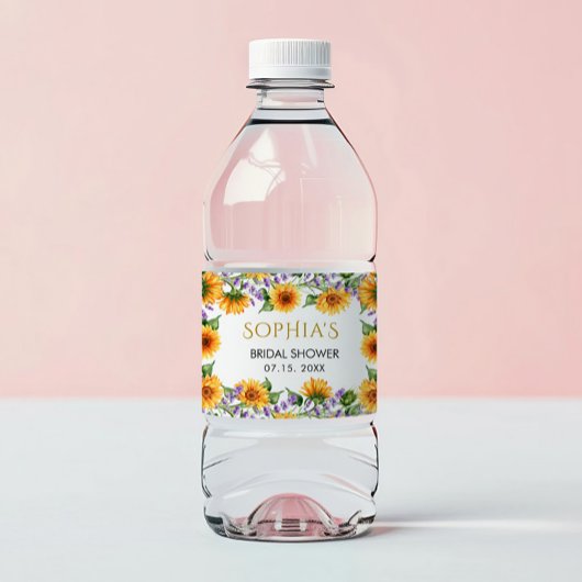 ひまわり素朴とラベンダーブライダルの水ラベル ペットボトルラベル