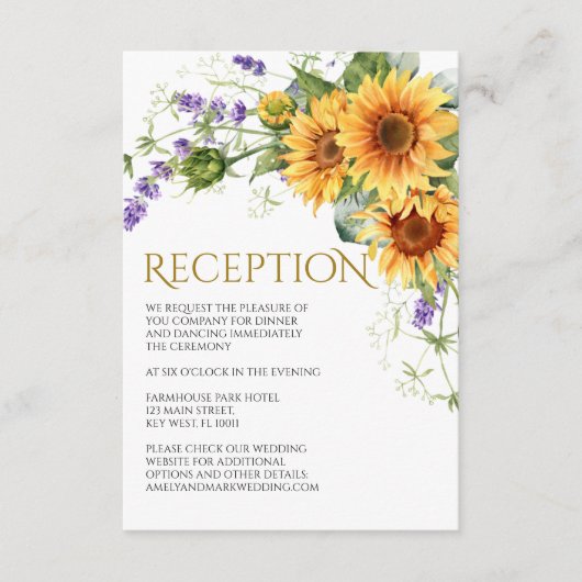 ひまわり素朴とラベンダー披露宴カードW2 エンクロージャーカード (正面)