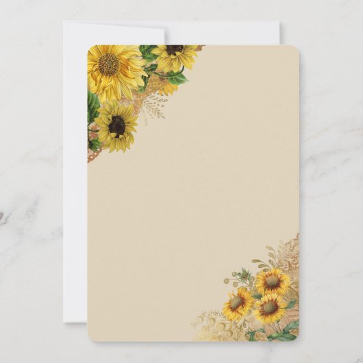 ひまわり素朴とレースのベージュカントリーウェディング 招待状 (裏面)