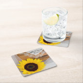 ひまわり素朴とレースの国の結婚式 スクエアペーパーコースター (インサイチュ)