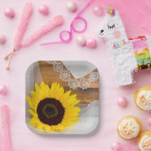 ひまわり素朴とレースの国の結婚式 ペーパープレート (パーティー)