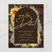 ひまわり素朴とレースの結婚式の日付を保存 チラシ (正面)