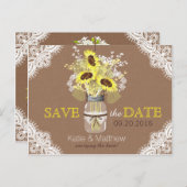 ひまわり素朴とレース日付の保存 案内ポストカード (正面/裏面)