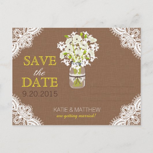 ひまわり素朴とレース日付の保存 案内ポストカード (裏面)