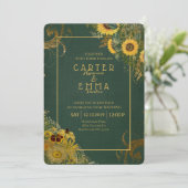 ひまわり素朴とレース緑の田舎結婚式 招待状 (スタンド正面)