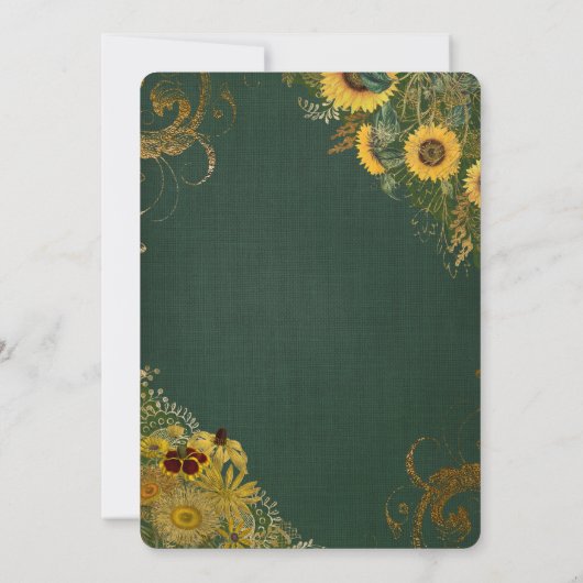 ひまわり素朴とレース緑の田舎結婚式 招待状 (裏面)