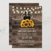 ひまわり素朴とワインボトルカントリーウェディング 招待状 (正面/裏面)