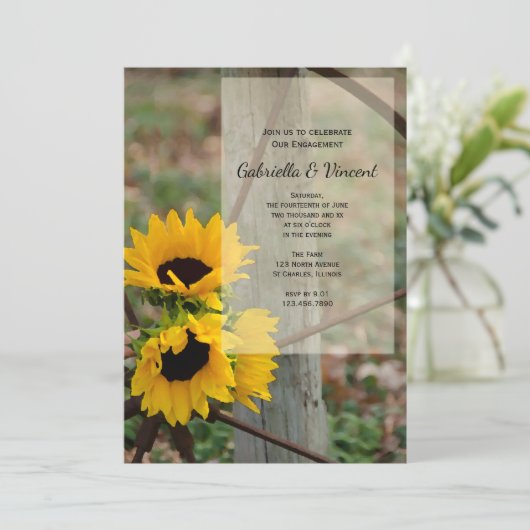 ひまわり素朴とワゴンホイール婚約パーティ 招待状 (スタンド正面)