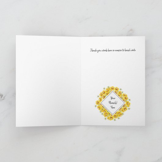 ひまわり素朴と木のテクスチャサンキューカード サンキューカード (内部)
