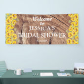 ひまわり素朴と木のテクスチャブライダルシャワー 横断幕 (トレードショー)