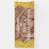 ひまわり素朴と木のテクスチャブライダルシャワー 横断幕 (縦)