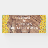 ひまわり素朴と木のテクスチャブライダルシャワー 横断幕 (横)