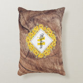 ひまわり素朴と木のテクスチャモノグラム アクセントクッション (正面(垂直))