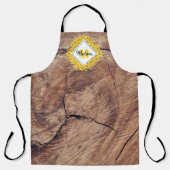 ひまわり素朴と木のテクスチャモノグラム エプロン (正面)