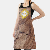 ひまわり素朴と木のテクスチャモノグラム エプロン (インサイチュ)