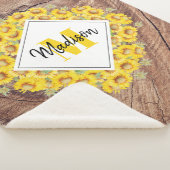 ひまわり素朴と木のテクスチャモノグラム シェルパブランケット (3/4)