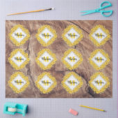 ひまわり素朴と木のテクスチャモノグラム 薄葉紙 (クラフト)