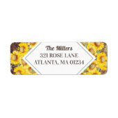 ひまわり素朴と木のテクスチャ差出人住所 ラベル (正面)