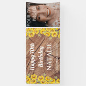 ひまわり素朴と木のテクスチャ誕生日 横断幕 (縦)