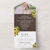 ひまわり素朴と木の結婚写真 オールインワン招待状 (内側)