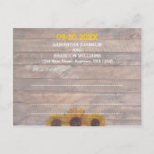 ひまわり素朴と木の結婚式の日付保存 案内ポストカード (裏面)