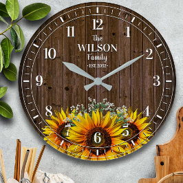 ひまわり素朴と木の苗字 ラージ壁時計