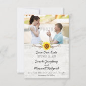 ひまわり素朴と木の農場の結婚式の日付を保存 セーブザデート (正面)