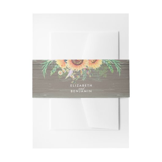 ひまわり素朴と木材フローラカントリーウェディング 招待状ベリーバンド (正面例)