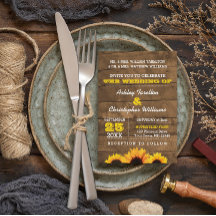 ひまわり素朴と木材結婚式招待状