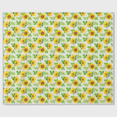 ひまわり素朴と木植物模様パーティー ラッピングペーパー (フラット)