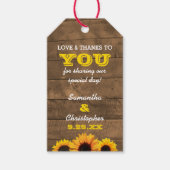 ひまわり素朴と木結婚の感謝ラベル ギフトタグ (正面)