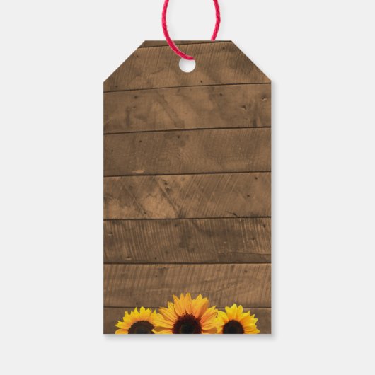 ひまわり素朴と木結婚の感謝ラベル ギフトタグ (裏面)