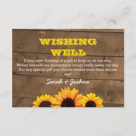 ひまわり素朴と木結婚の願い エンクロージャーカード (正面)