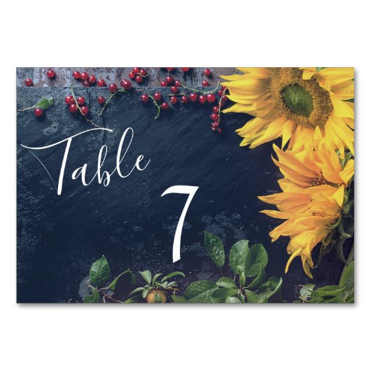 ひまわり素朴と石板カントリーウェディング テーブルナンバー (裏面)