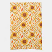 ひまわり素朴と紅葉水彩 キッチンタオル (縦)